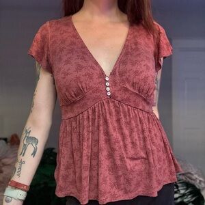 Mason & Belle Coquette cottagecore babydoll peplum floral top